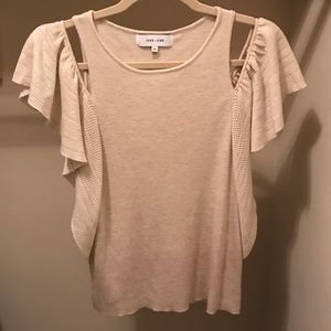 John + Jenn Cold Shoulder Ruffle Sweater Small